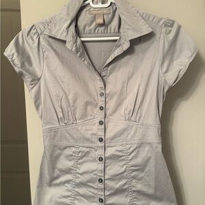 Gray Button-Up Women's Top